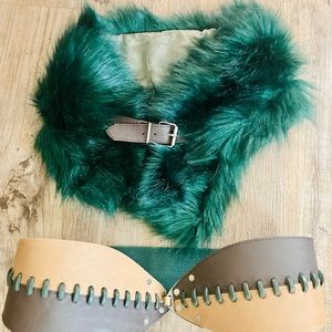 Belt and fur collar New without tags